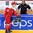 HELSINKI, FINLAND - DECEMBER 30: Denmark's Anders Krogsgaard #2 knocks puck to the ice for warmup during preliminary round action at the 2016 IIHF World Junior Championship. (Photo by Matt Zambonin/HHOF-IIHF Images)

